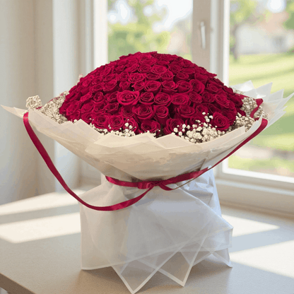 Majestic Bloom – 200 Roses - Bouquet - Fresh Roses - Flowers Last Ten Days