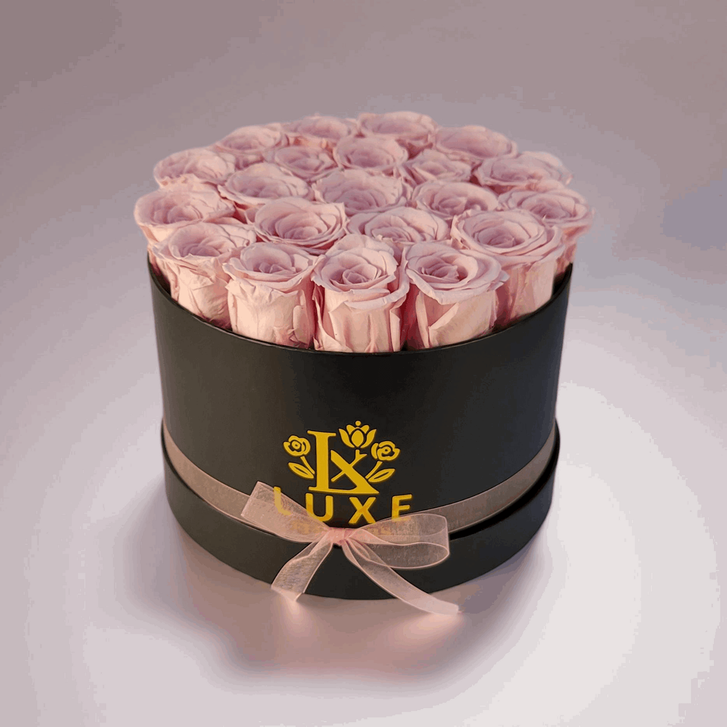 Imperial Infinity - Preserved Roses - Pink Roses in Black Round Box 
