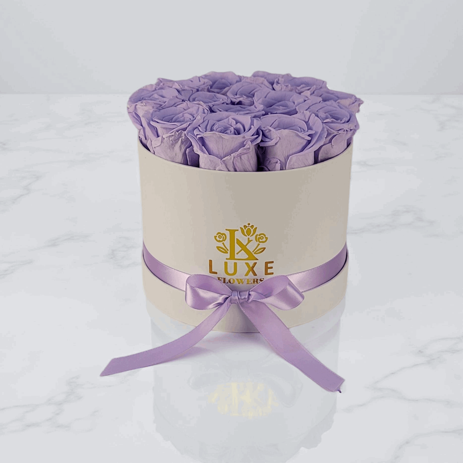 Eternal Elite  - Preserved Roses - Purple Rose in White Round Box - Graduation Gift