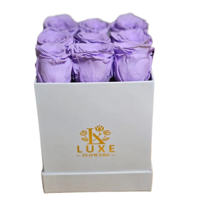Timeless Treasure - Preserved Roses - Flower Box - Purple Rose in White Square Box