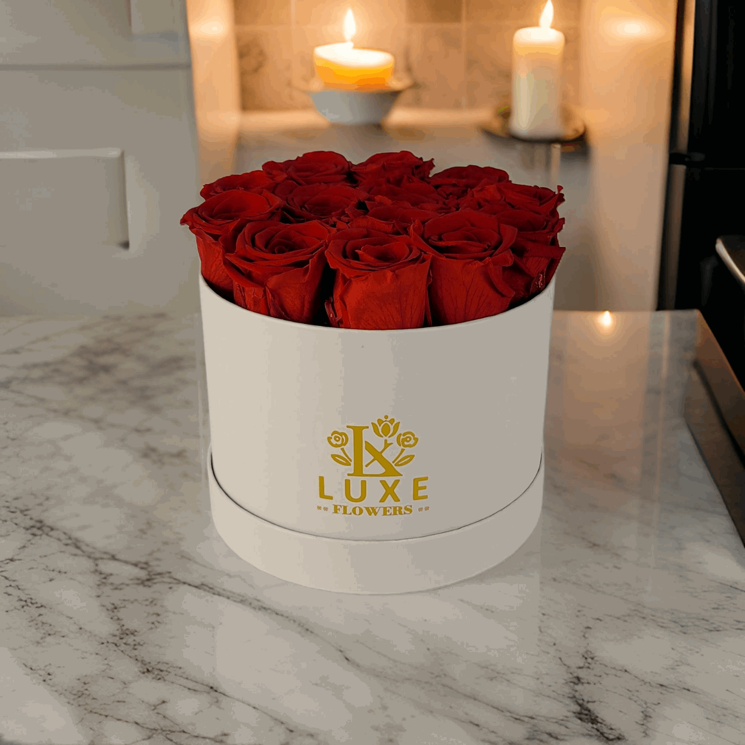 Eternal Elite  - Preserved Roses - Red Rose in White Round Box - Gift Idea