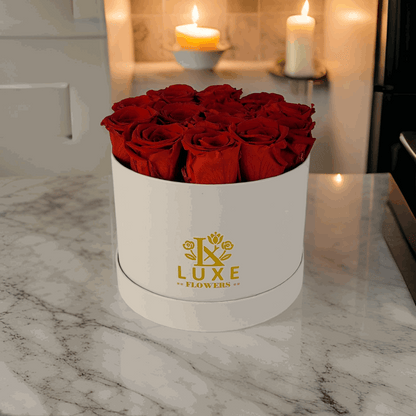 Eternal Elite  - Preserved Roses - Red Rose in White Round Box - Gift Idea
