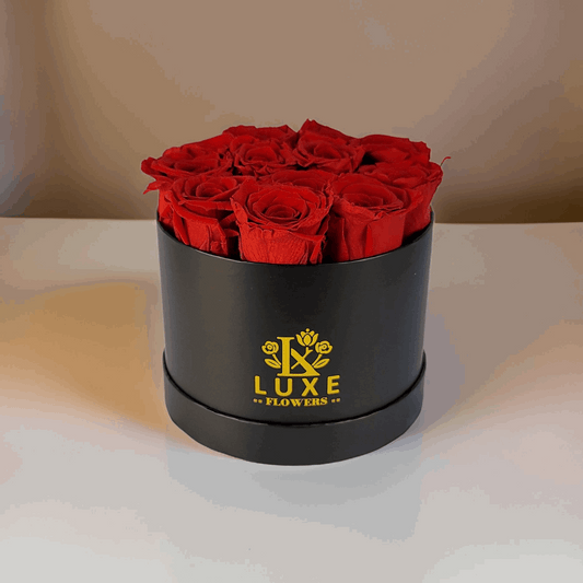 Eternal Elite  - Preserved Roses - Red Rose in Black Round Box - Gift Idea