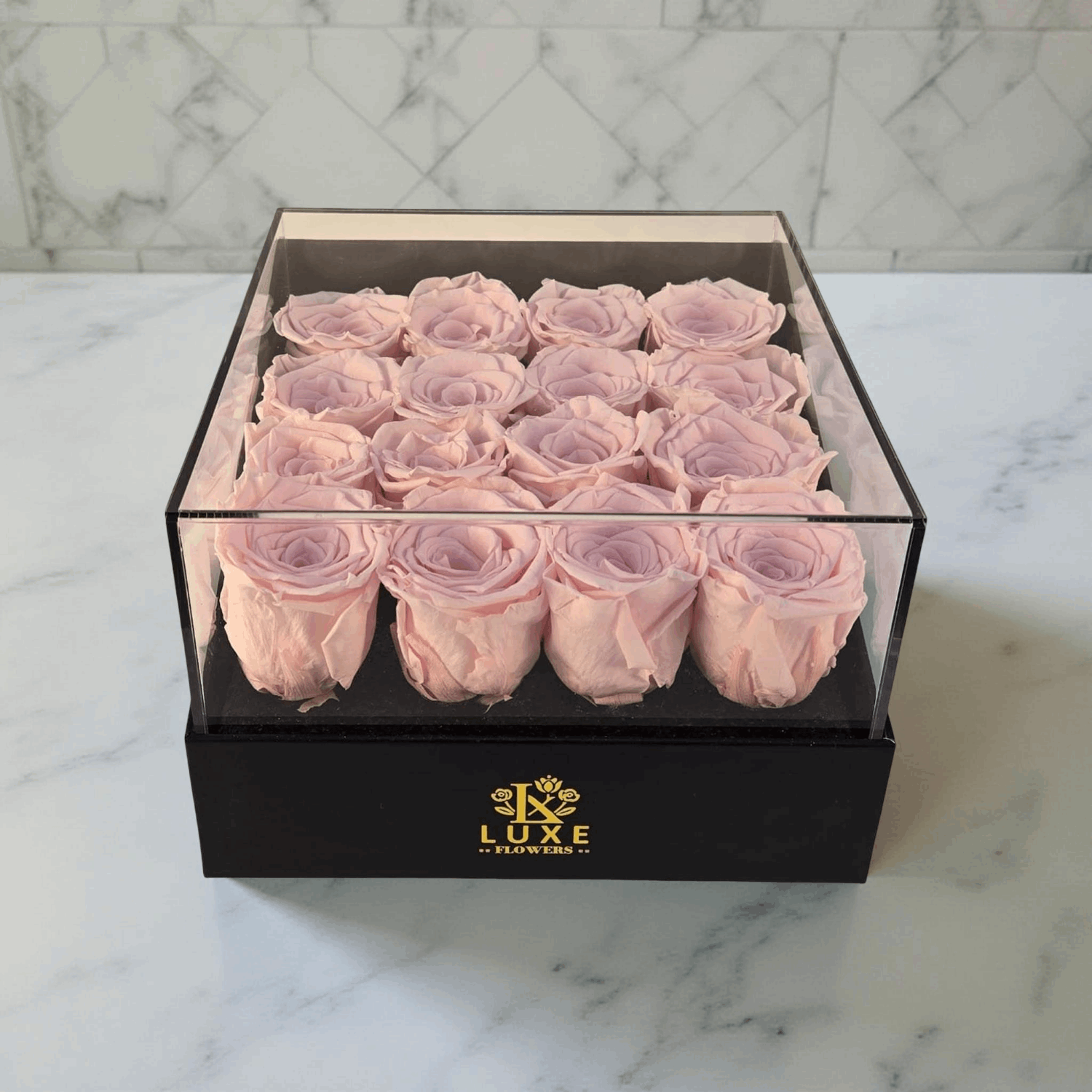 Endless Euphoria - Pink Eternal Roses in Medium Acrylic Box  - Luxe Flowers Toronto