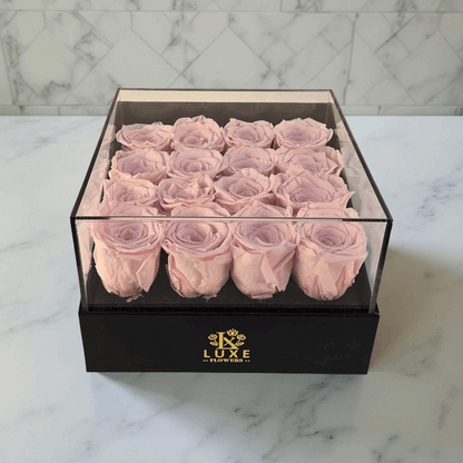Endless Euphoria - Pink Eternal Roses in Medium Acrylic Box  - Luxe Flowers Toronto