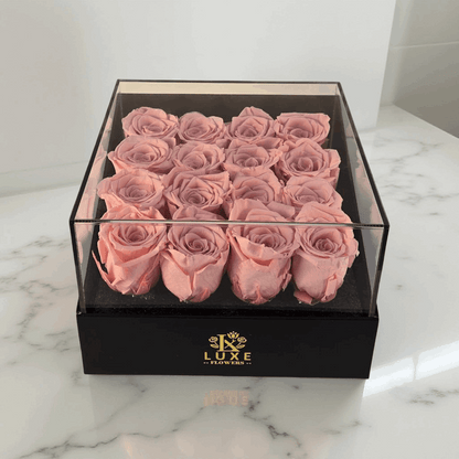 Endless Euphoria - Pink Eternal Roses in Medium Acrylic Box  - Luxe Flowers Ontario