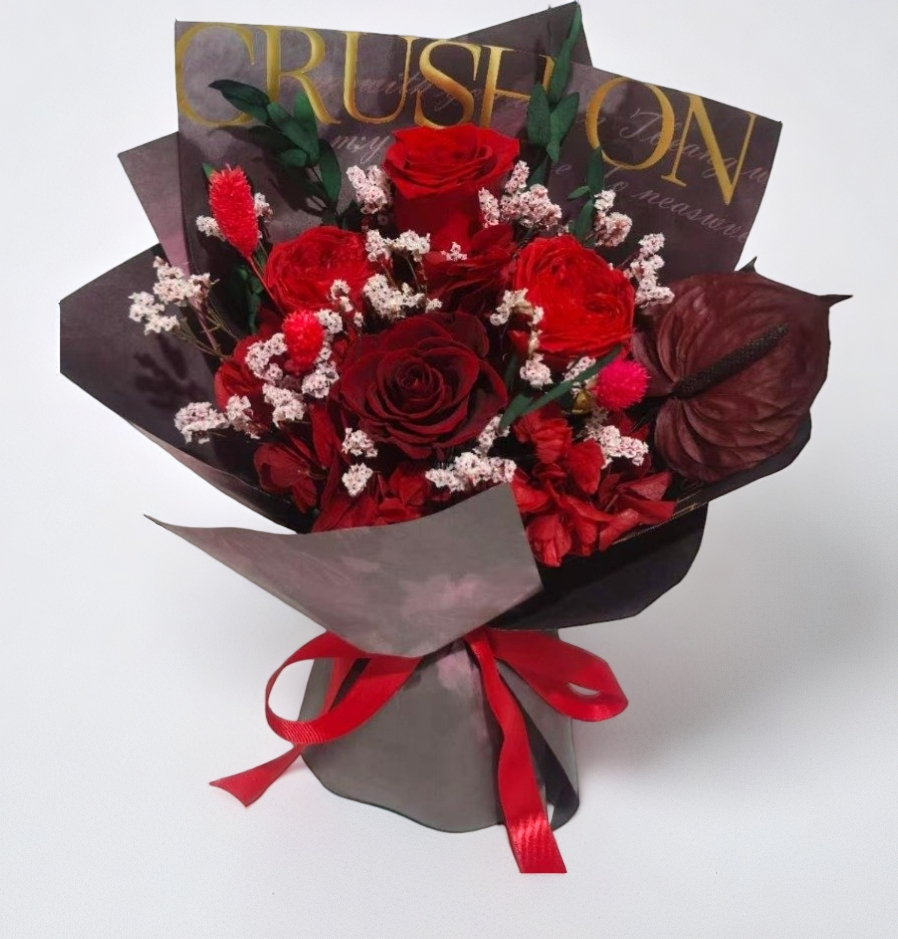 Crimson Desire Bouquet- Preserved Flowers - Flowers Last Three Years